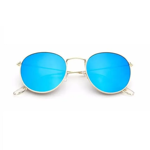 Round Shaped Retro Unisex Sunglasses with Designer Mirror Lens