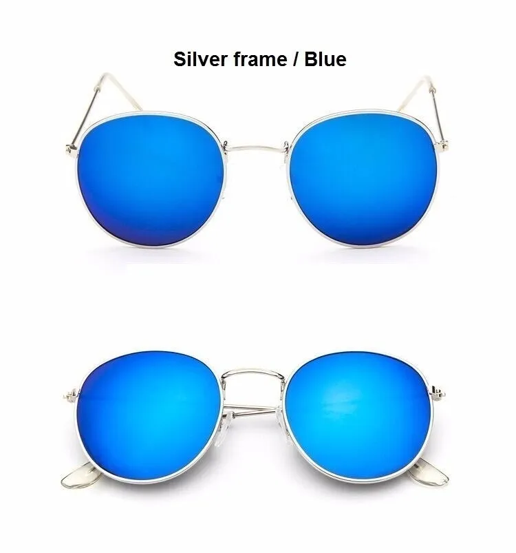 Round Shaped Retro Unisex Sunglasses with Designer Mirror Lens