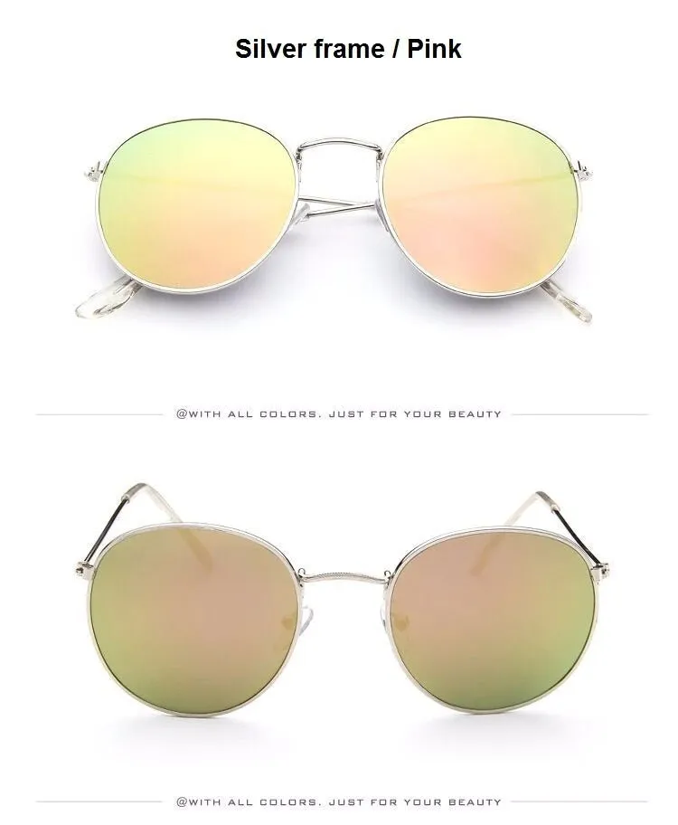 Round Shaped Retro Unisex Sunglasses with Designer Mirror Lens