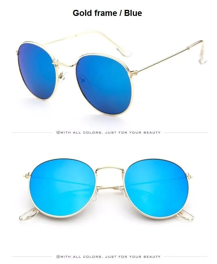 Round Shaped Retro Unisex Sunglasses with Designer Mirror Lens