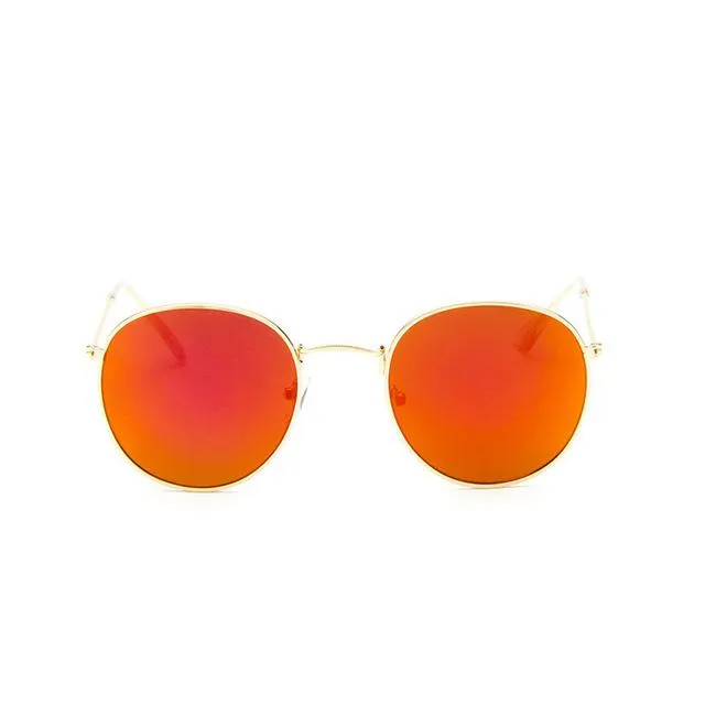 Round Shaped Retro Unisex Sunglasses with Designer Mirror Lens