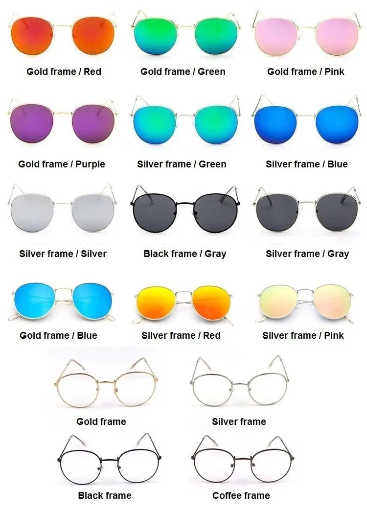 Round Shaped Retro Unisex Sunglasses with Designer Mirror Lens