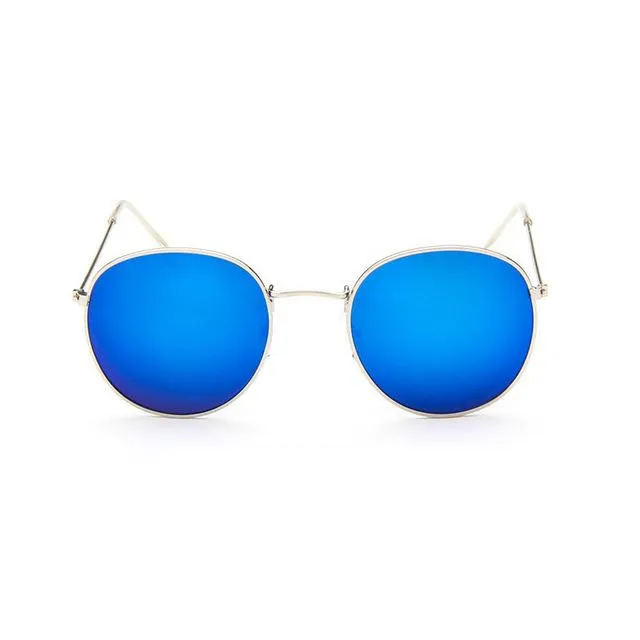Round Shaped Retro Unisex Sunglasses with Designer Mirror Lens
