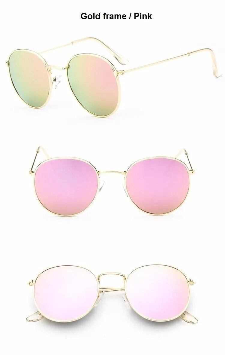 Round Shaped Retro Unisex Sunglasses with Designer Mirror Lens