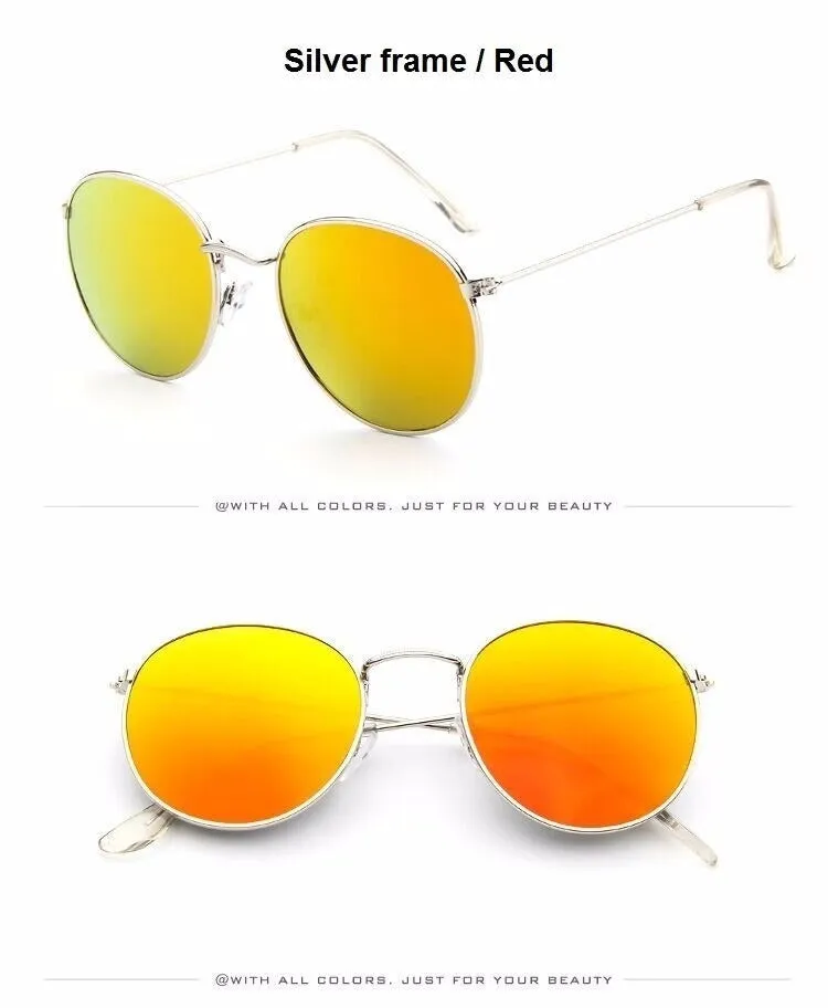 Round Shaped Retro Unisex Sunglasses with Designer Mirror Lens