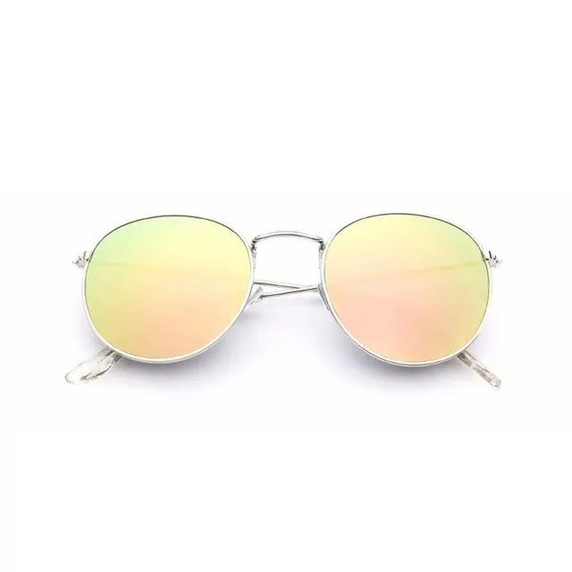 Round Shaped Retro Unisex Sunglasses with Designer Mirror Lens