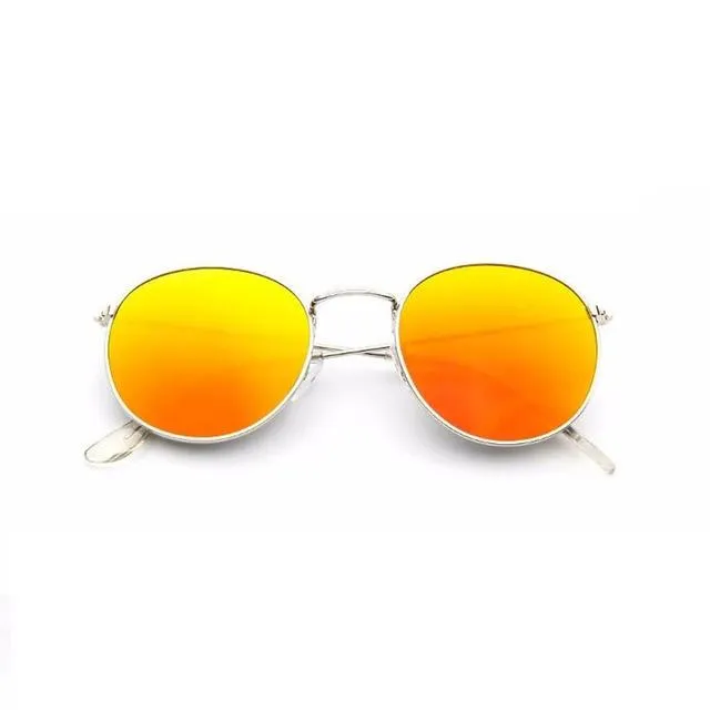 Round Shaped Retro Unisex Sunglasses with Designer Mirror Lens