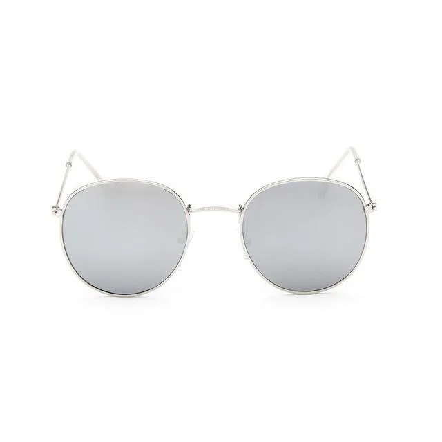 Round Shaped Retro Unisex Sunglasses with Designer Mirror Lens