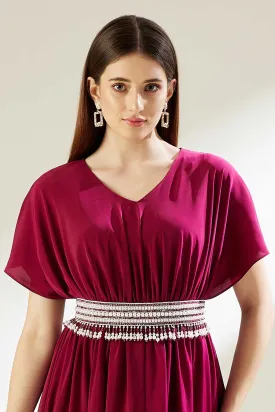 Ruby Bead & Pearl Hand Embroidered Belt