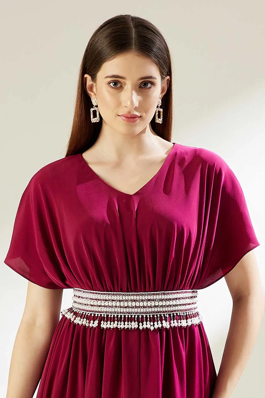 Ruby Bead & Pearl Hand Embroidered Belt