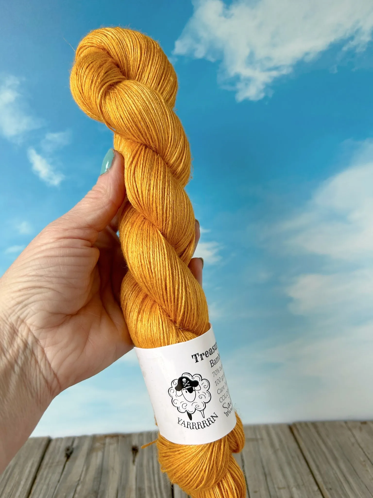 Sailing in the Sunshine, Yellow Bamboo Linen Treasures Yarn, Fingering Weight Yarn