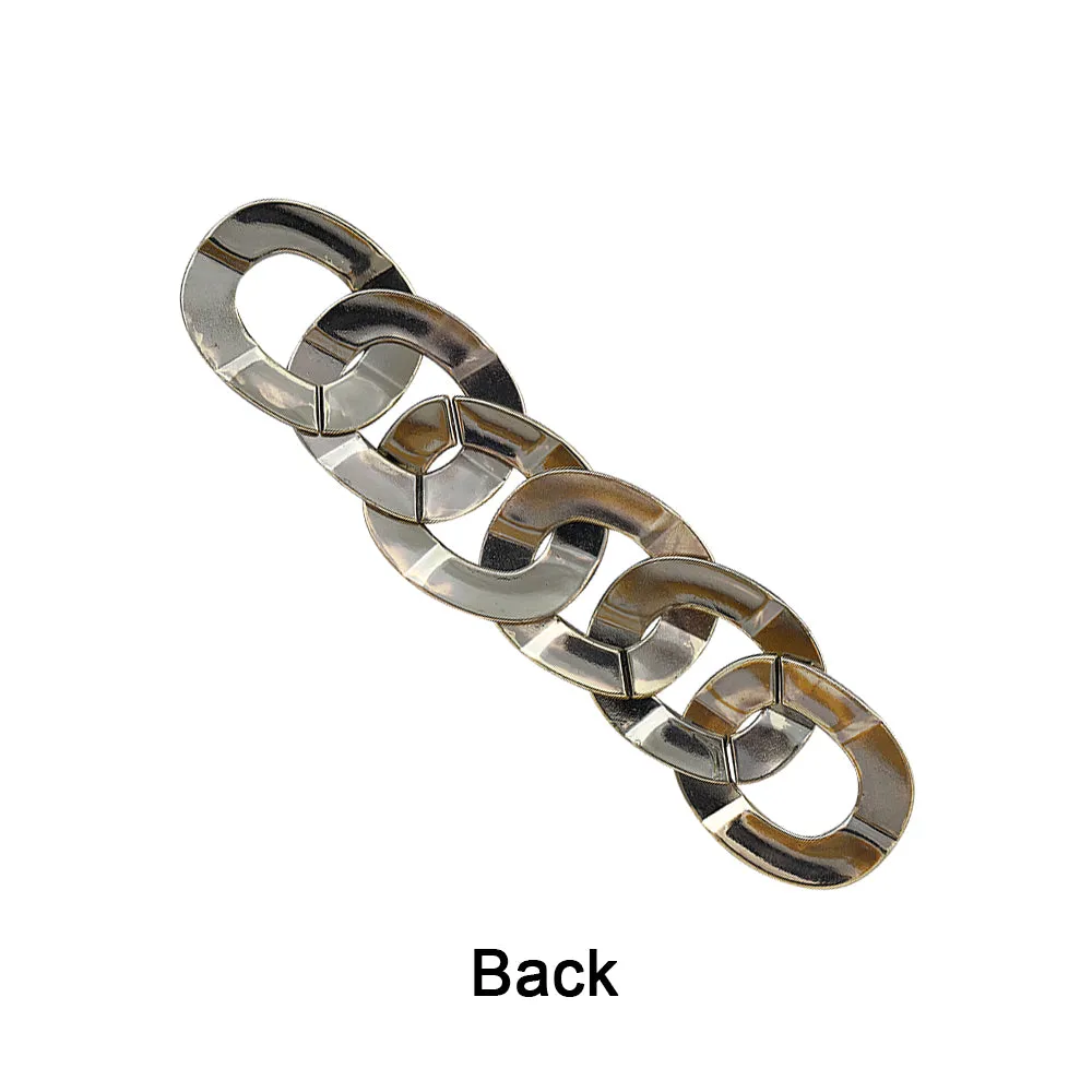 Shiny Brass with Black Enamel Link Buckle Fashion Accessory