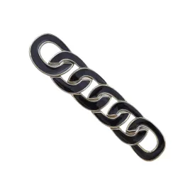 Shiny Brass with Black Enamel Link Buckle Fashion Accessory