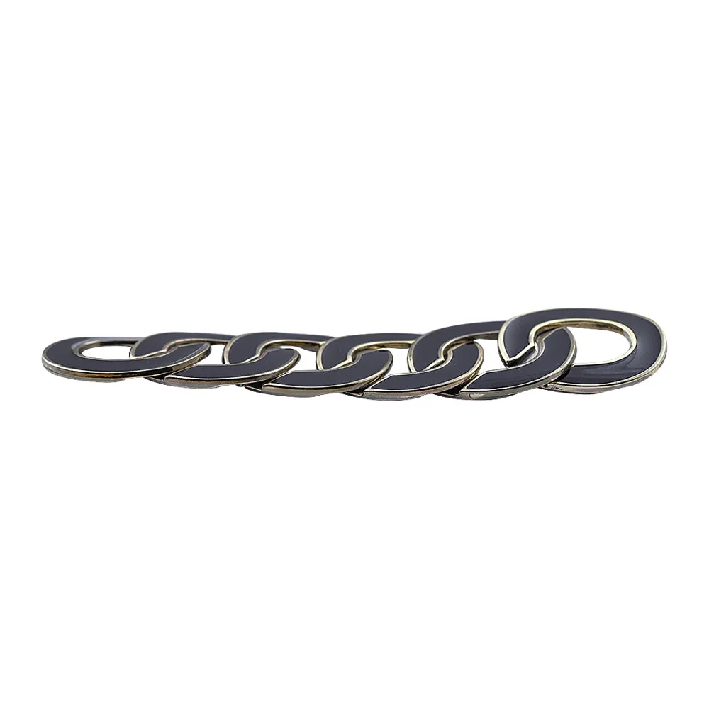 Shiny Brass with Black Enamel Link Buckle Fashion Accessory