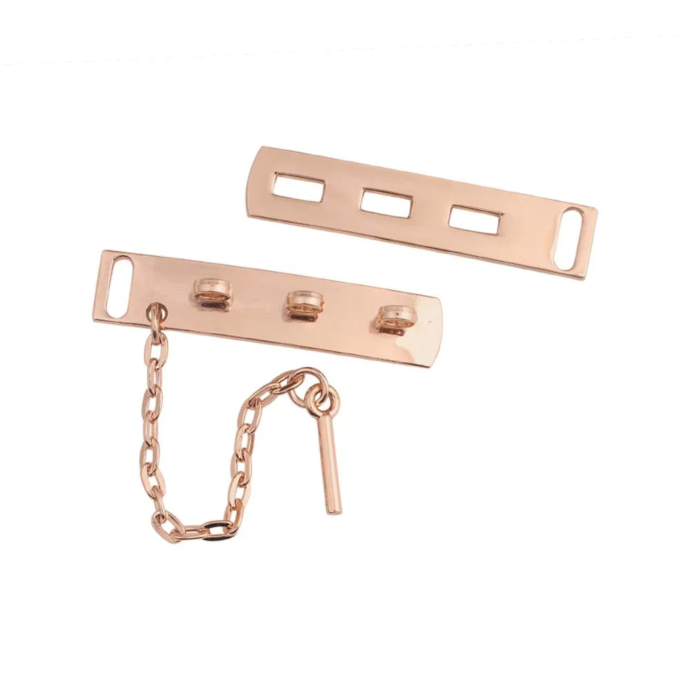 Shiny Gold Closure Clasp Cinch Belt Buckle with Chain Lock