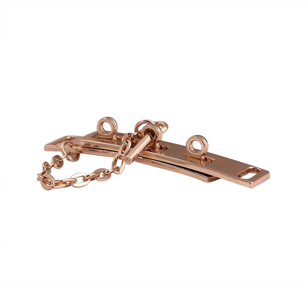Shiny Gold Closure Clasp Cinch Belt Buckle with Chain Lock