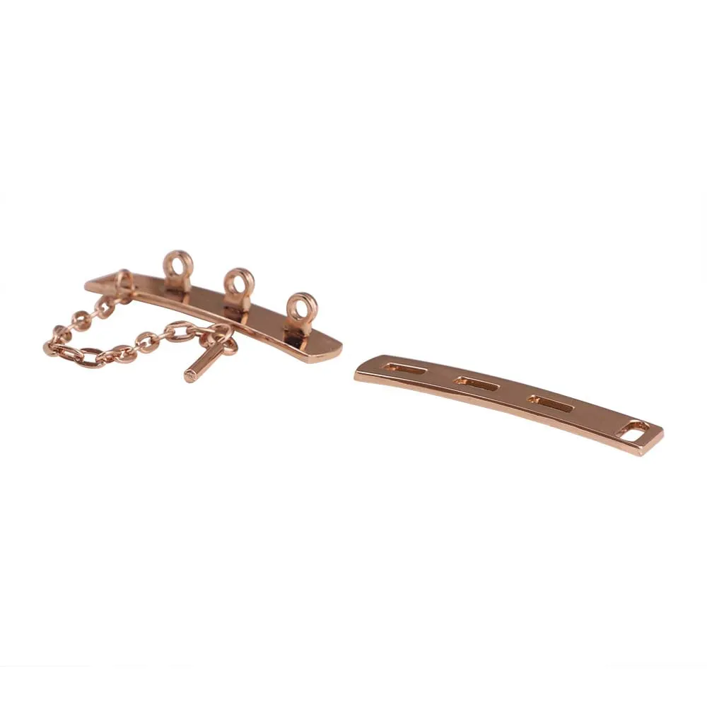 Shiny Gold Closure Clasp Cinch Belt Buckle with Chain Lock
