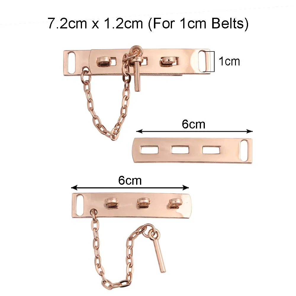 Shiny Gold Closure Clasp Cinch Belt Buckle with Chain Lock