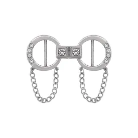 Shiny Silver Chrome Finish Chain & Diamond Accent Clasp Buckle