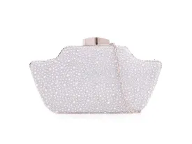 Silver Crystal Diamante Evening Clutch Bag