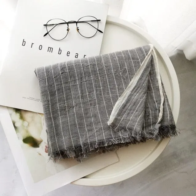 Striped Cotton & Linen Shawls