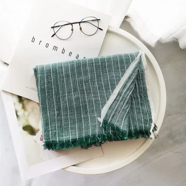 Striped Cotton & Linen Shawls