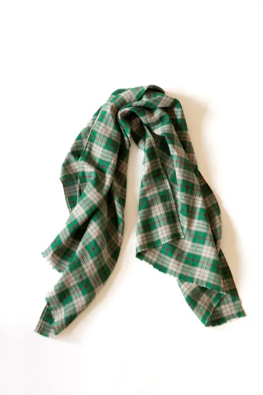 The STABLE Irish Linen Scarf - Green Check