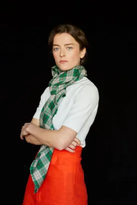 The STABLE Irish Linen Scarf - Green Check