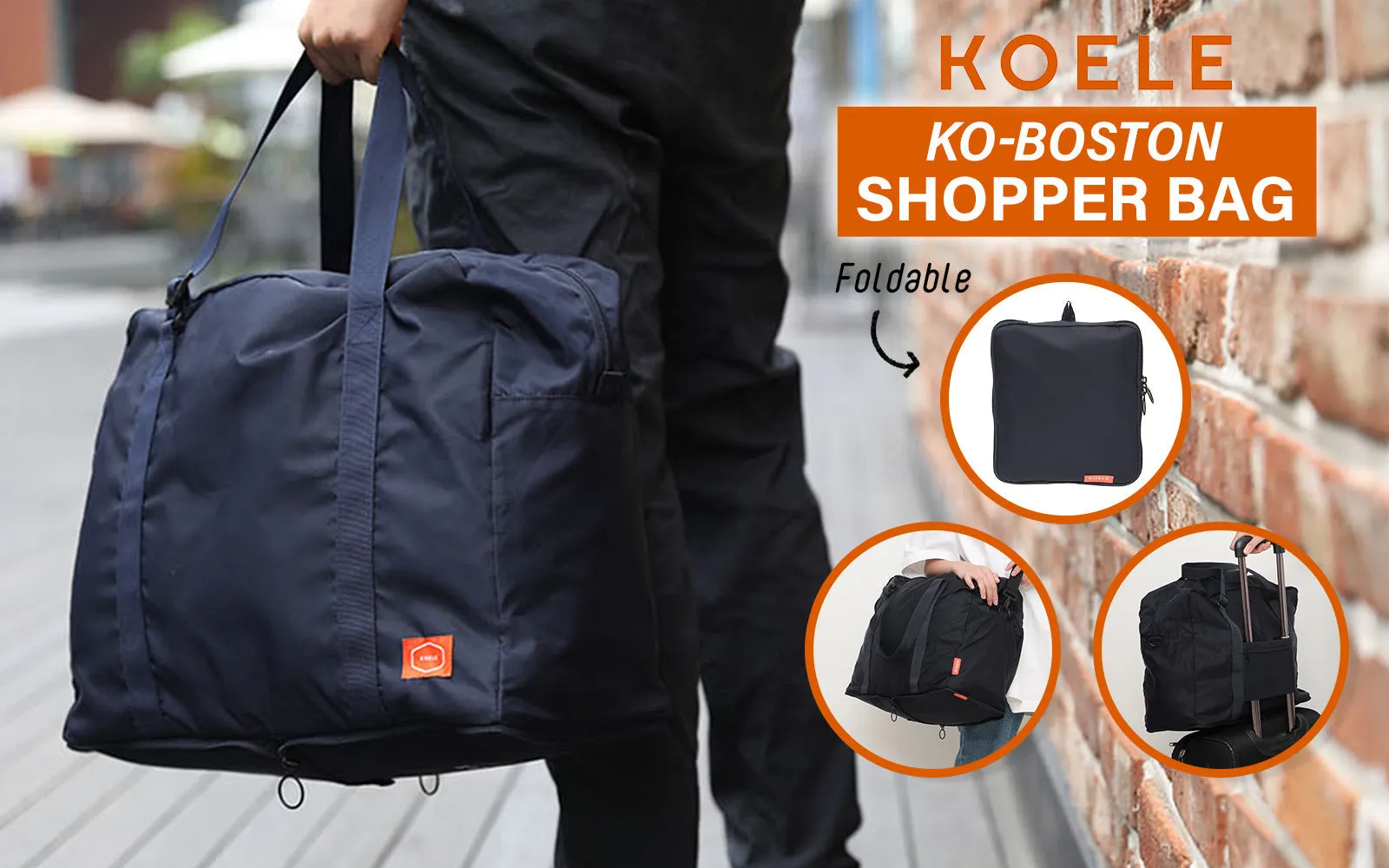Travel Duffle Bag Foldable Laptop Luggage KO-BOSTON - Navy