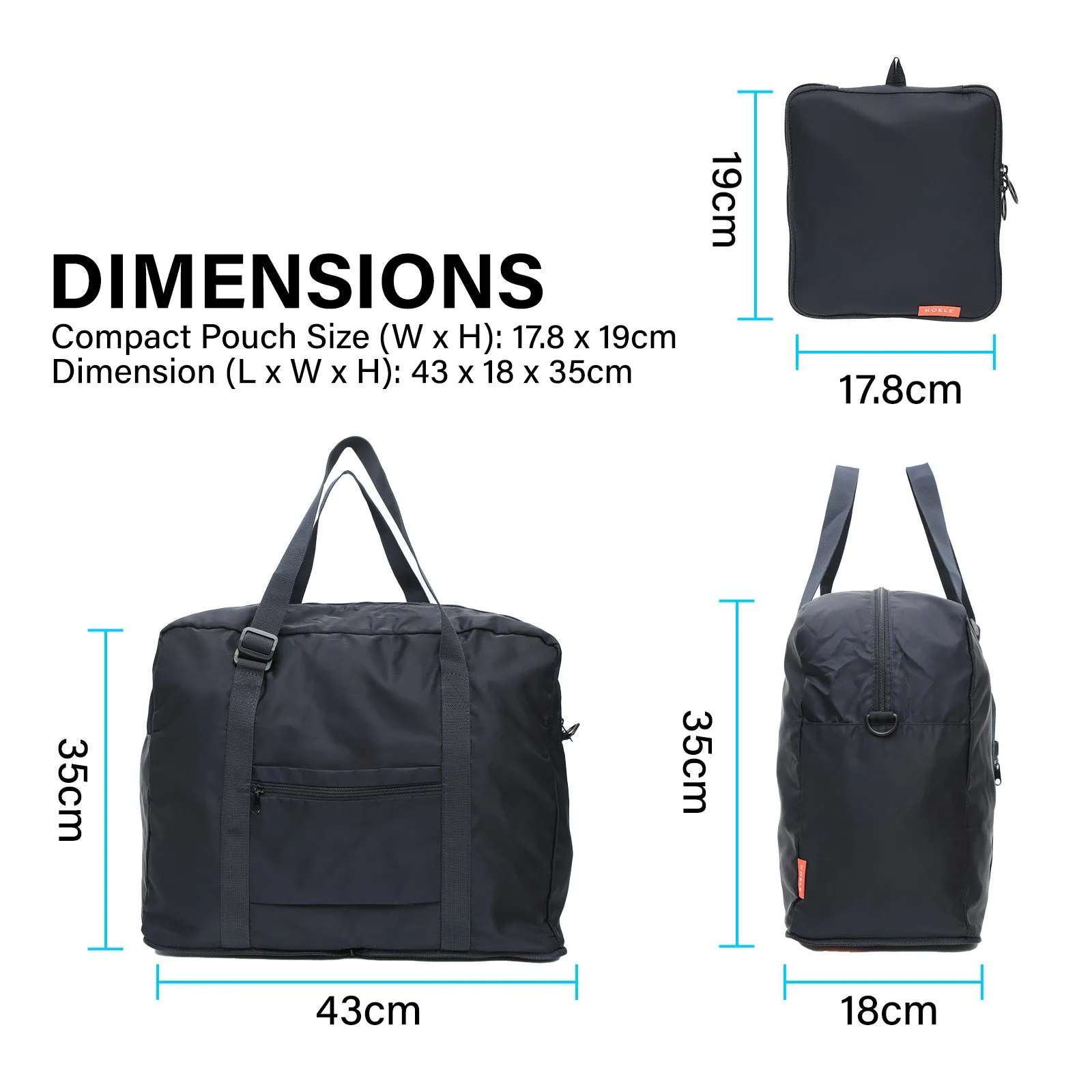 Travel Duffle Bag Foldable Laptop Luggage KO-BOSTON - Navy