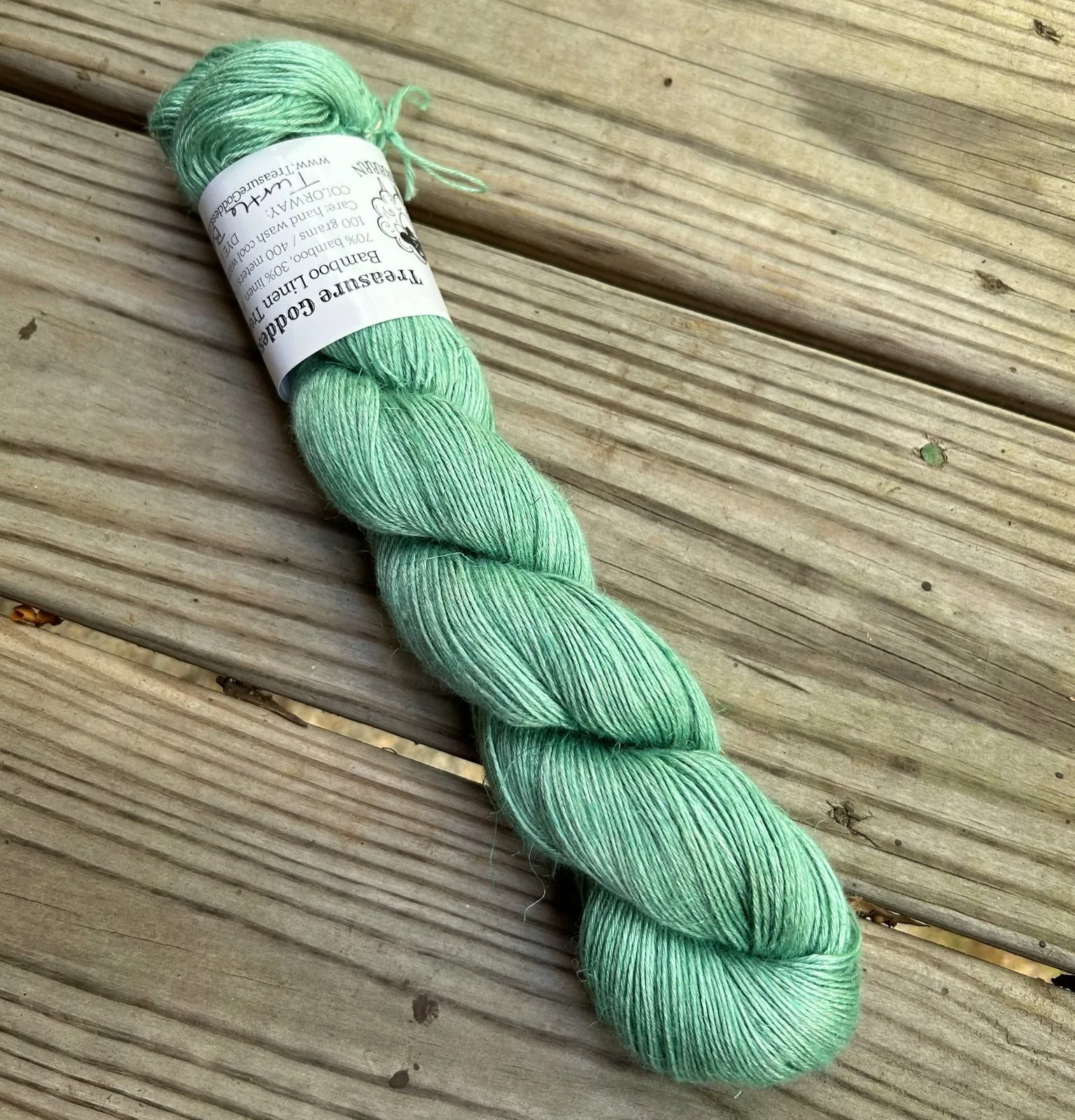 Turtle Bay, Spring Green Bamboo Linen Treasures Yarn, Fingering Weight Yarn