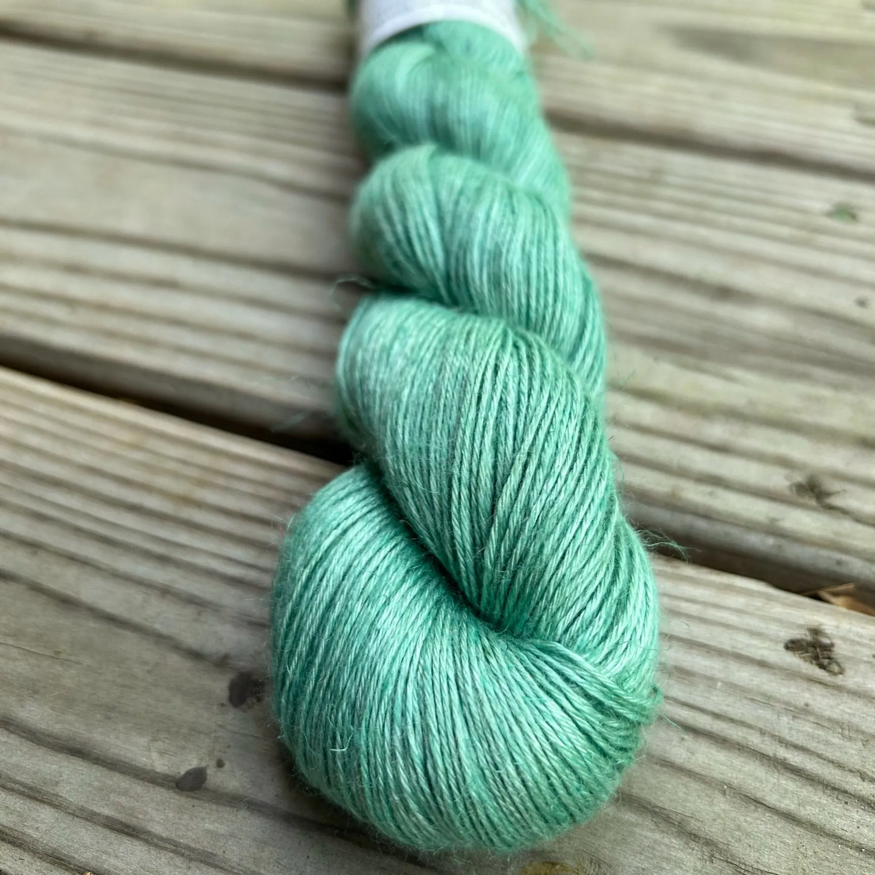 Turtle Bay, Spring Green Bamboo Linen Treasures Yarn, Fingering Weight Yarn