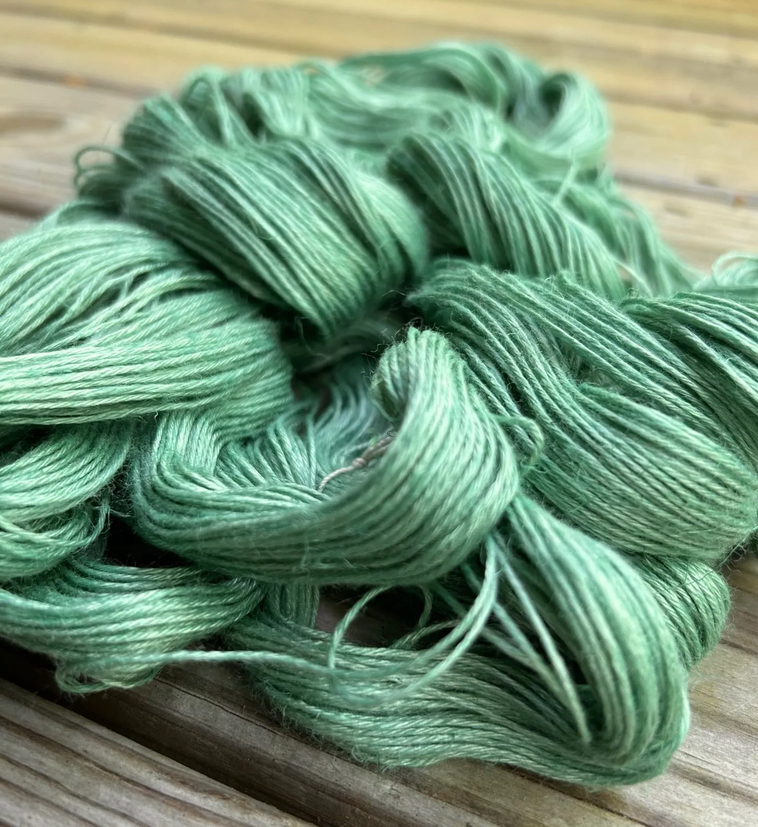 Turtle Bay, Spring Green Bamboo Linen Treasures Yarn, Fingering Weight Yarn
