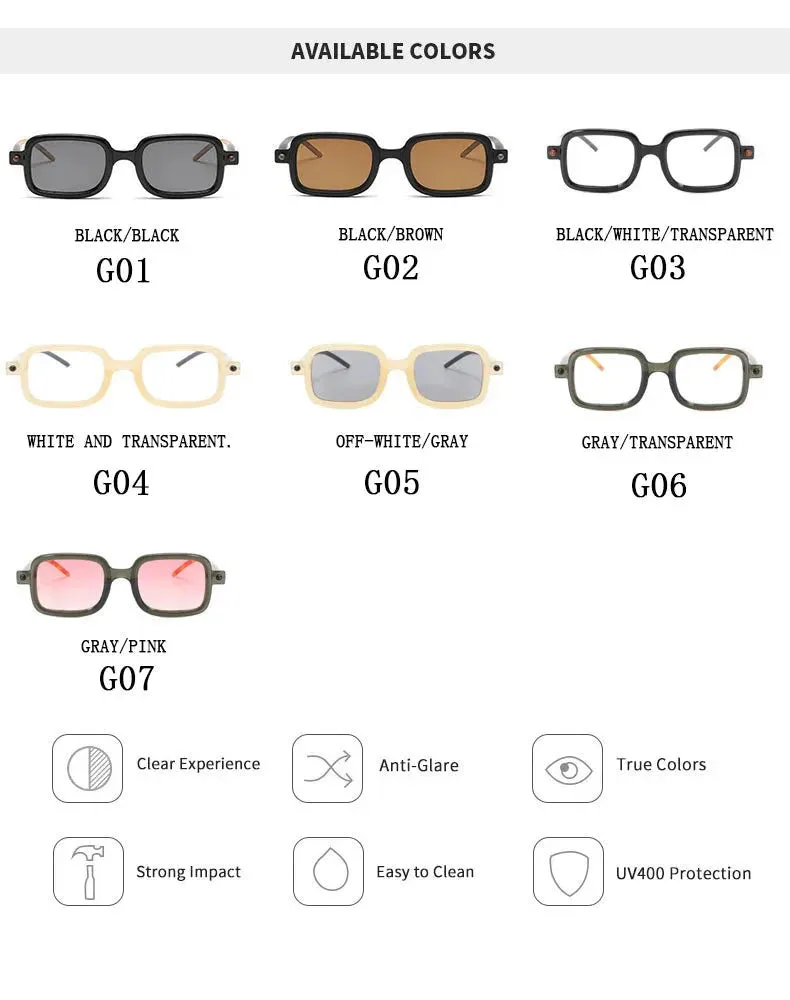 Vintage Blue Light Blocking Square Sunglasses for Men and Women