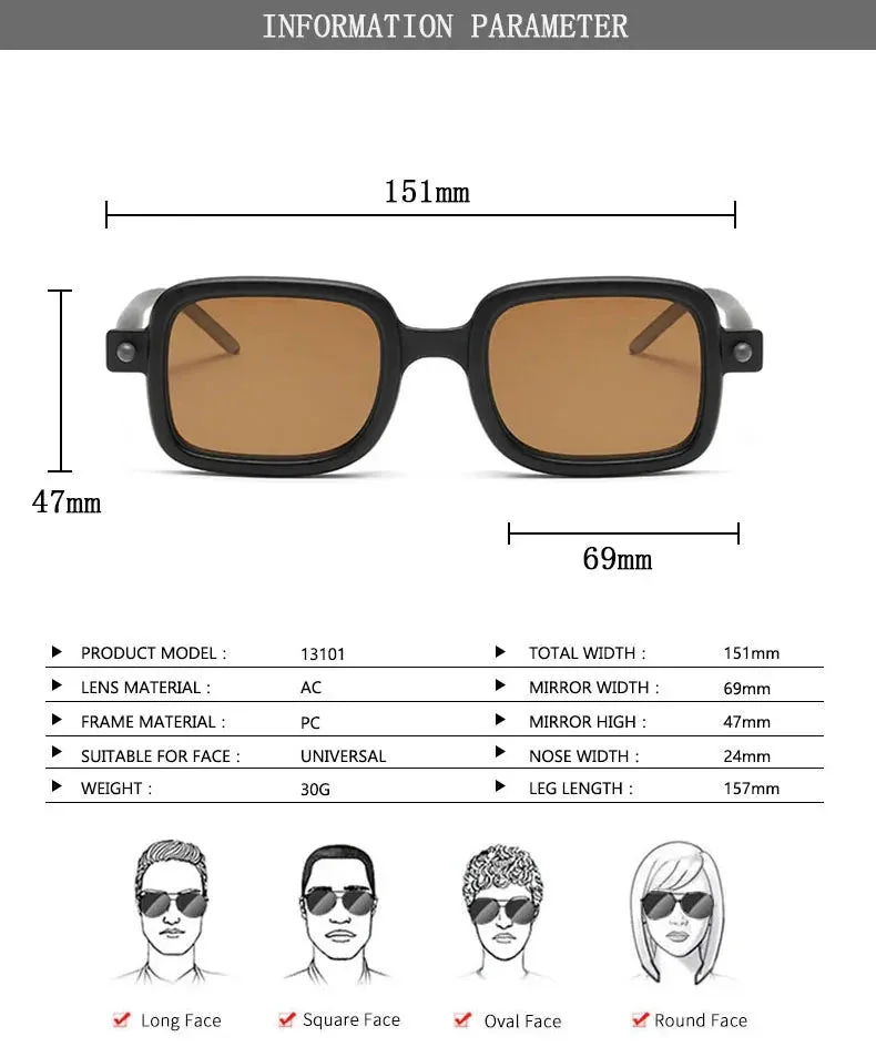 Vintage Blue Light Blocking Square Sunglasses for Men and Women