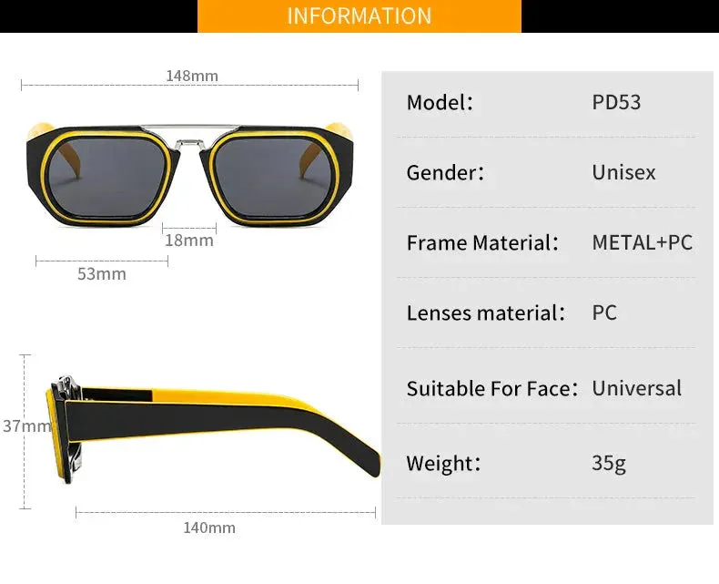 Vintage Steampunk Style Anti-UV Square Sunglasses for Men and Women