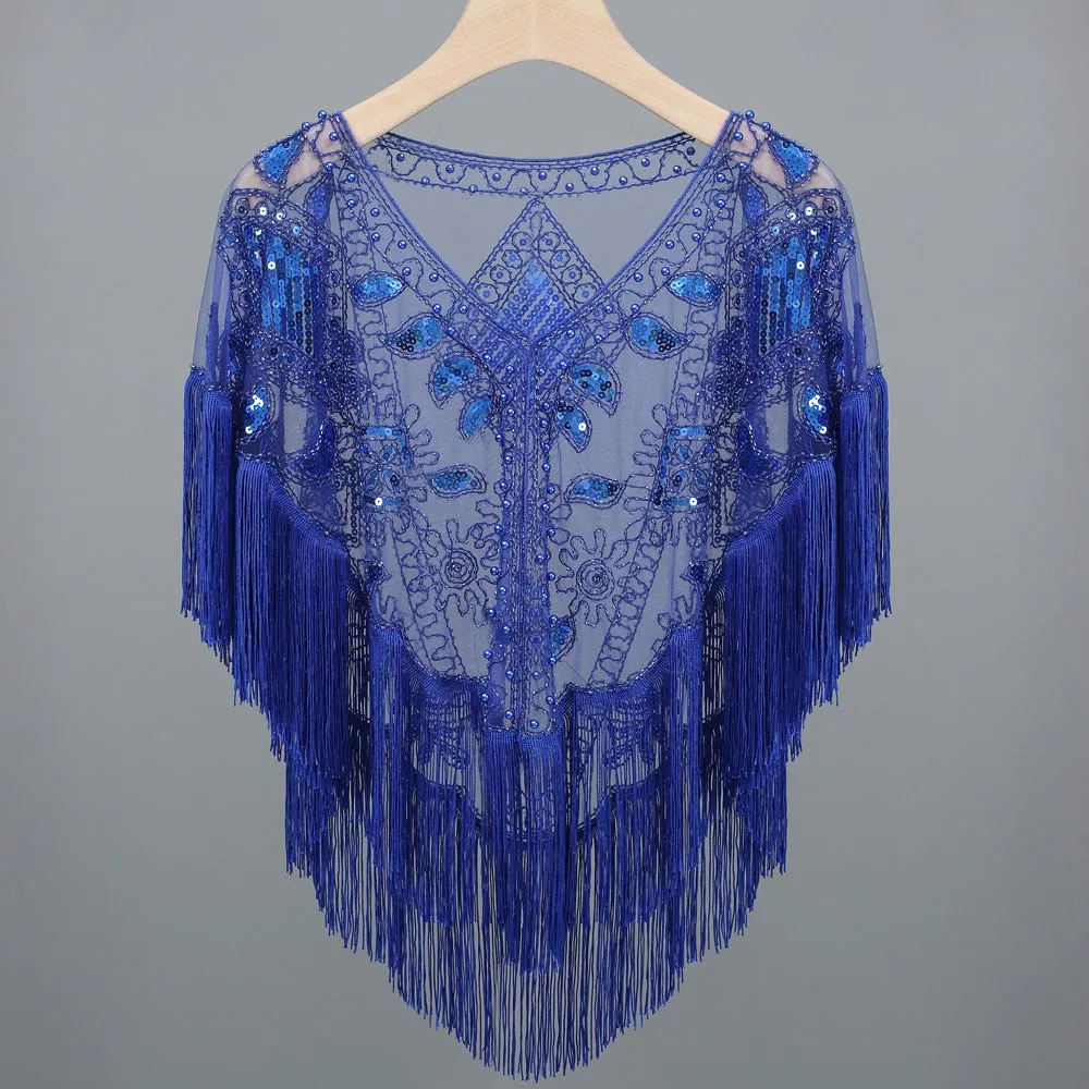 Women's 1920s Sequined Wrap, Great Gatsby Flapper Style Cover-Up