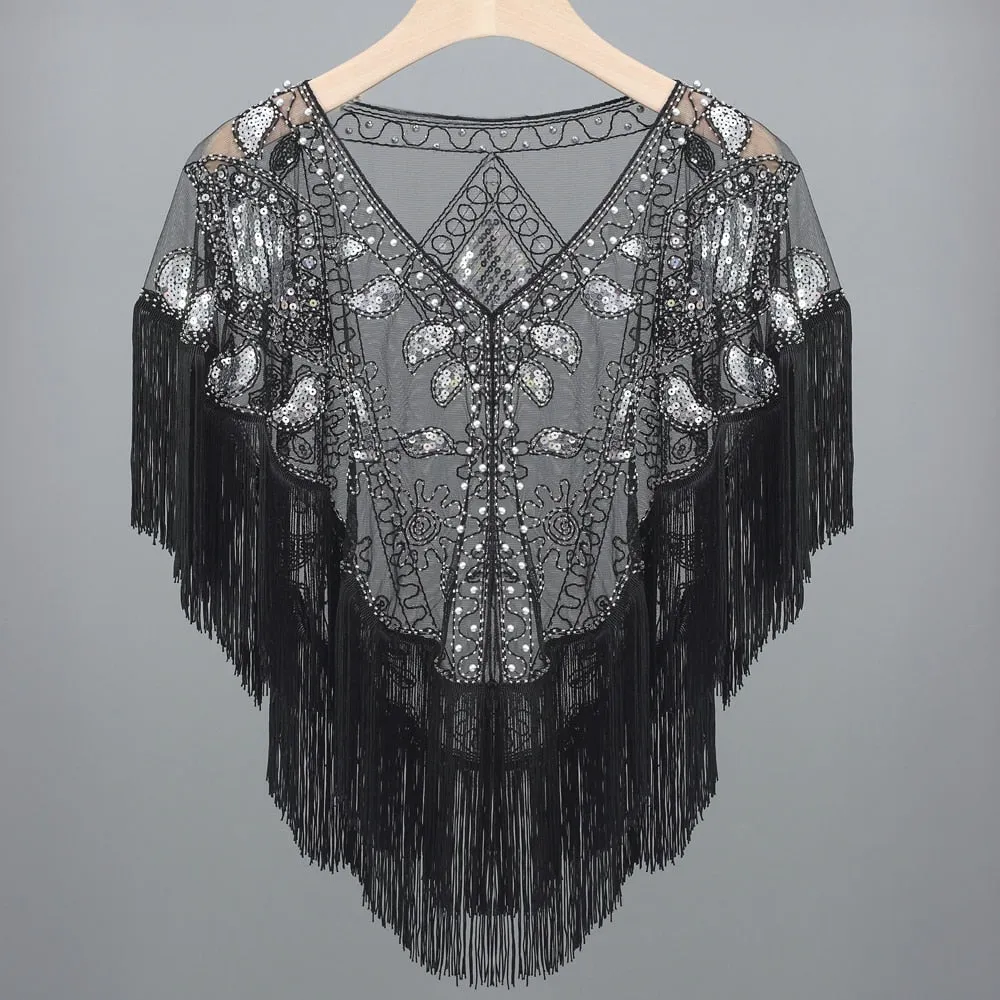 Women's 1920s Sequined Wrap, Great Gatsby Flapper Style Cover-Up