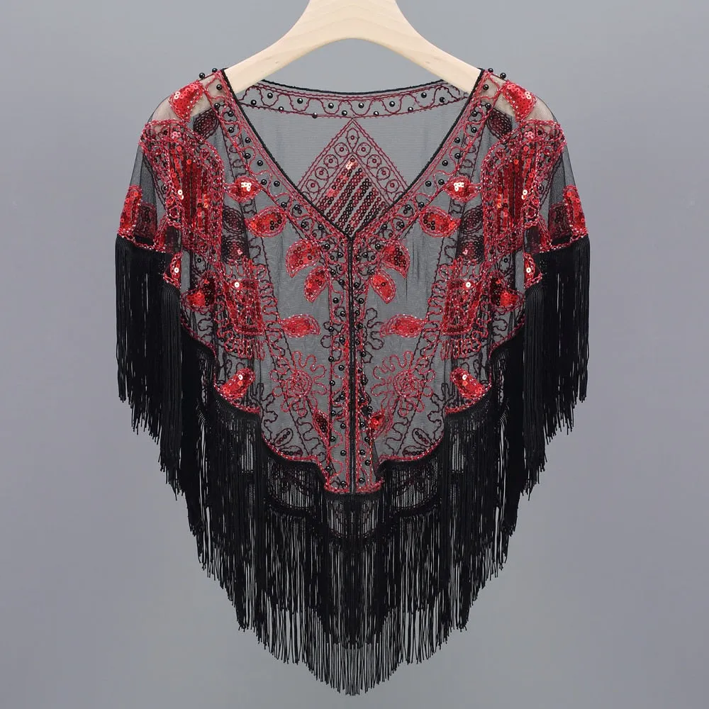 Women's 1920s Sequined Wrap, Great Gatsby Flapper Style Cover-Up