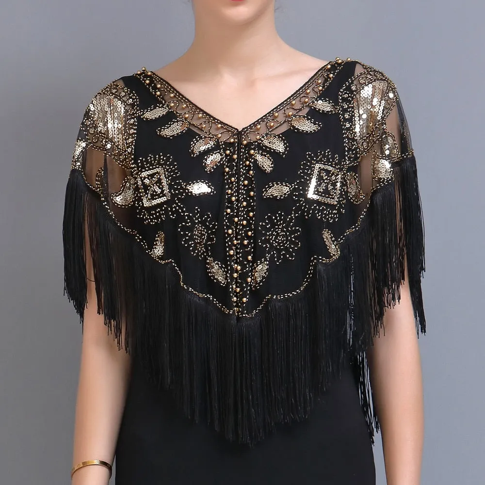 Women's 1920s Sequined Wrap, Great Gatsby Flapper Style Cover-Up