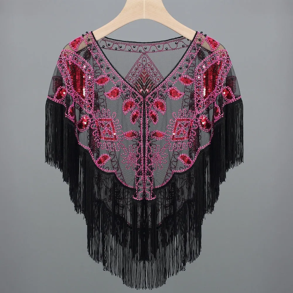 Women's 1920s Sequined Wrap, Great Gatsby Flapper Style Cover-Up