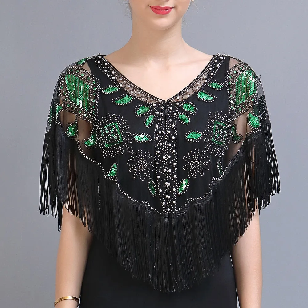 Women's 1920s Sequined Wrap, Great Gatsby Flapper Style Cover-Up