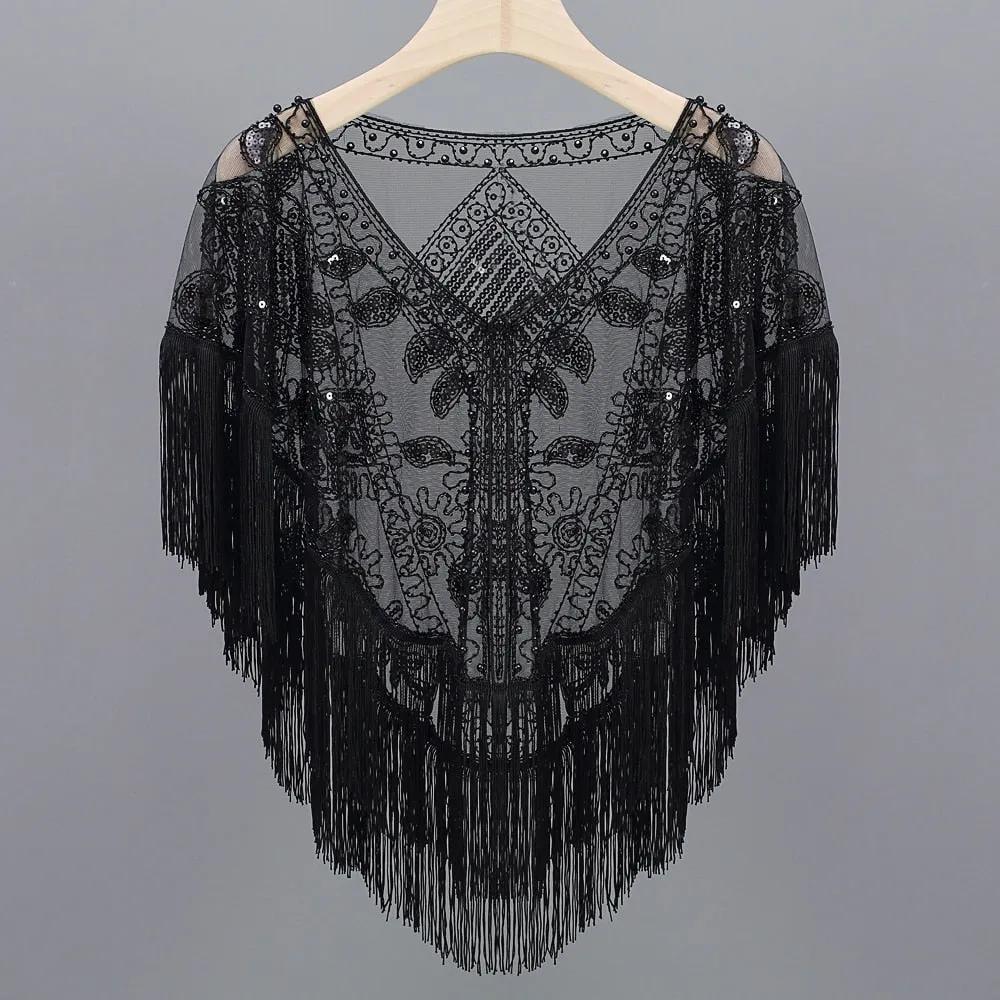 Women's 1920s Sequined Wrap, Great Gatsby Flapper Style Cover-Up