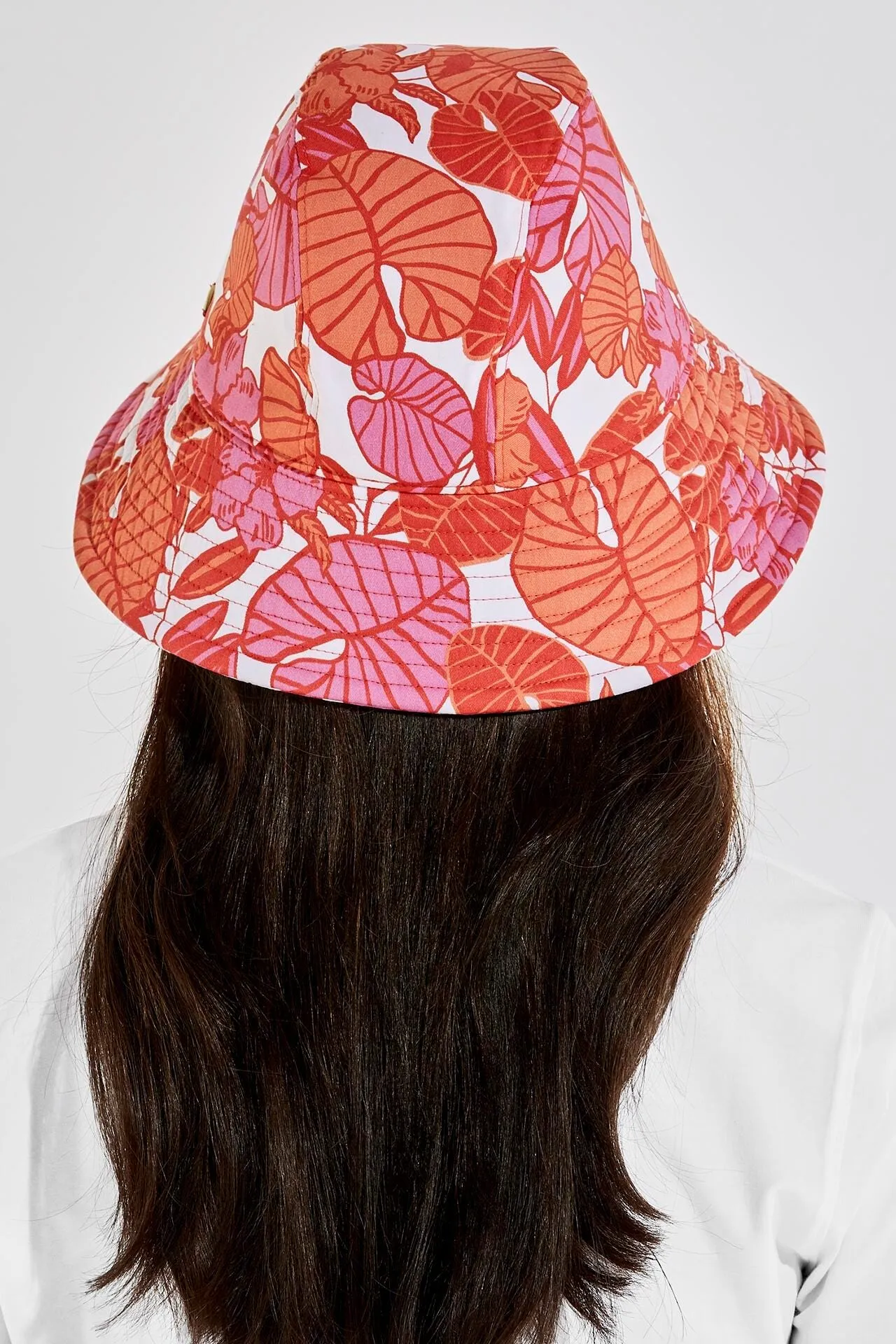 Women's Katia Cotton Bucket Hat  |  Radiant Coral Casia Palm