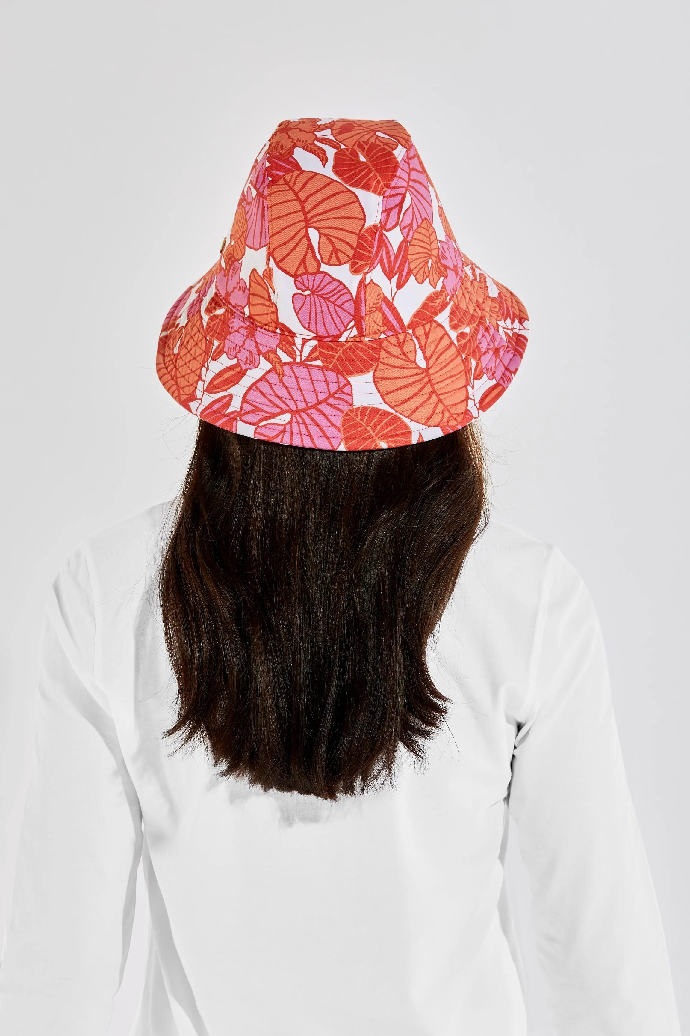 Women's Katia Cotton Bucket Hat  |  Radiant Coral Casia Palm