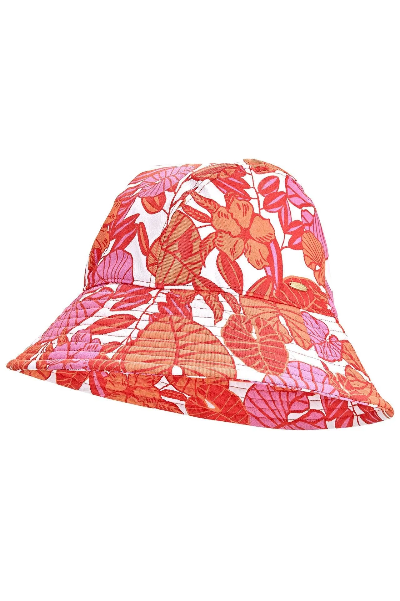 Women's Katia Cotton Bucket Hat  |  Radiant Coral Casia Palm