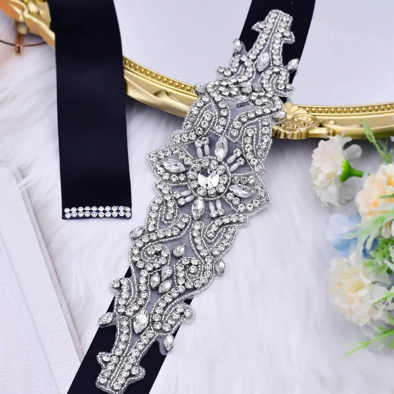 Women's Sparkling Rhinestone Decorated Applique Bridal Belt
