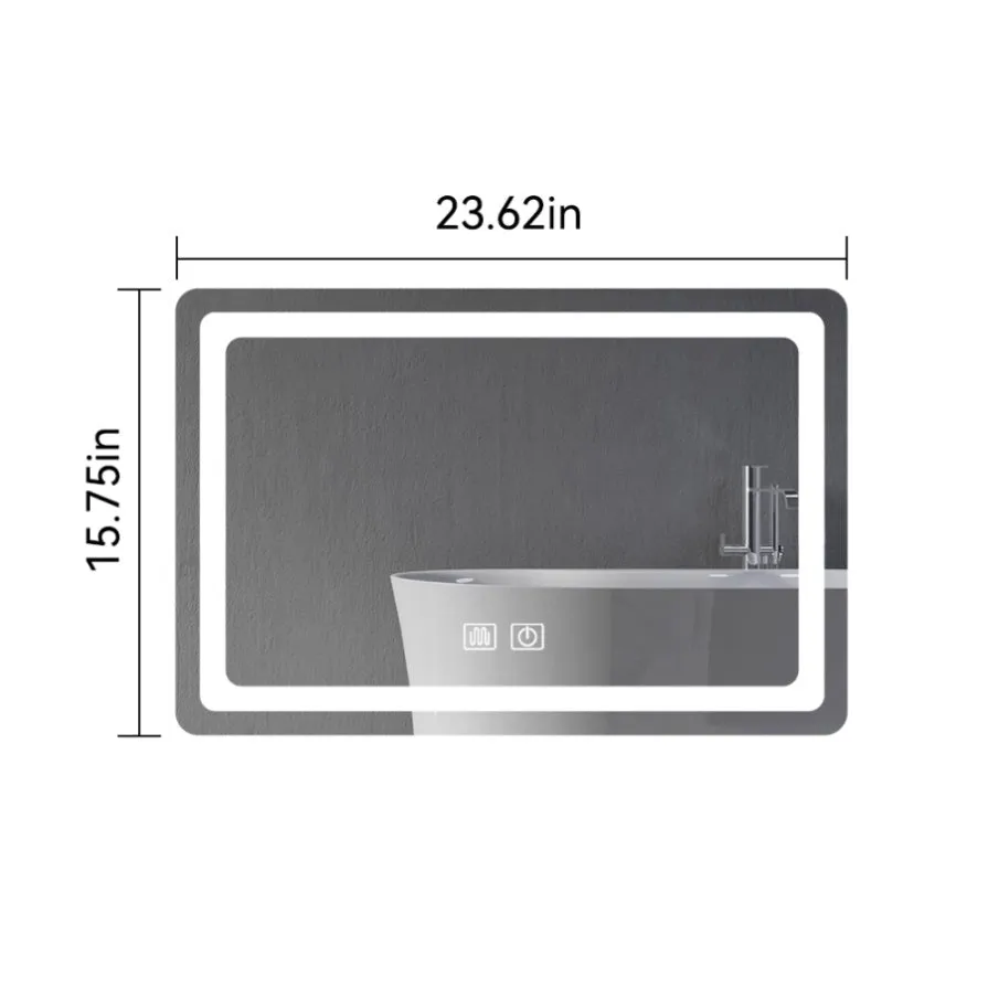 ZUN 15 in. H LED Single Vanity Mirror in Polished Crystal Vanity LED Mirror for W2026P203528