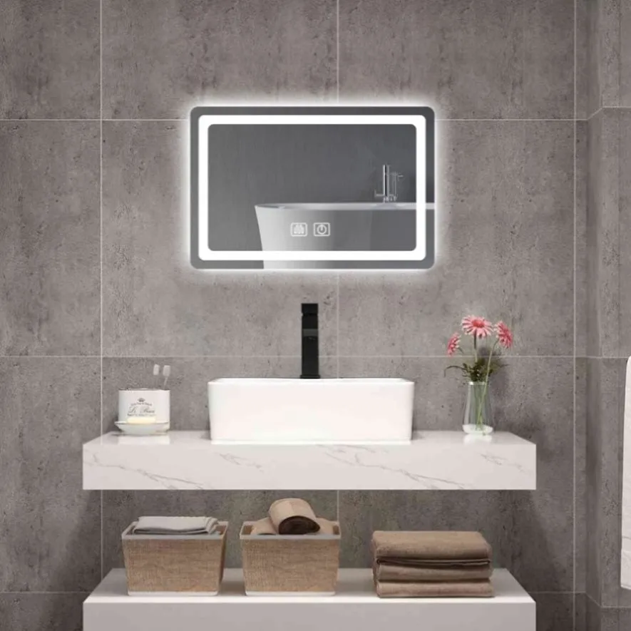 ZUN 15 in. H LED Single Vanity Mirror in Polished Crystal Vanity LED Mirror for W2026P203528